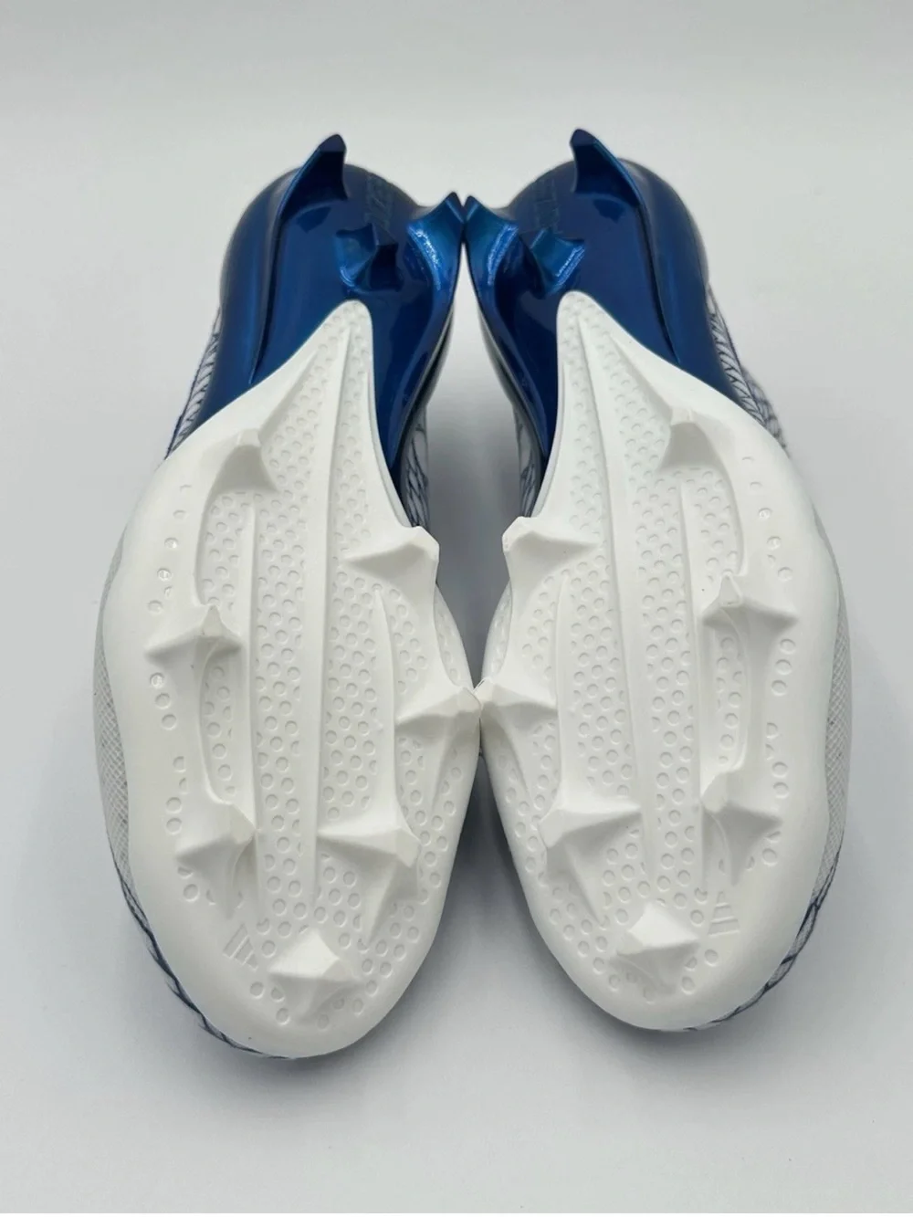 adidas White & Blue Men's Football Cleats with Graphic Upper